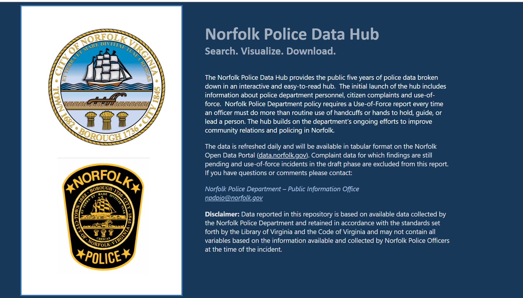 Norfolk Police Department Hub Image Link