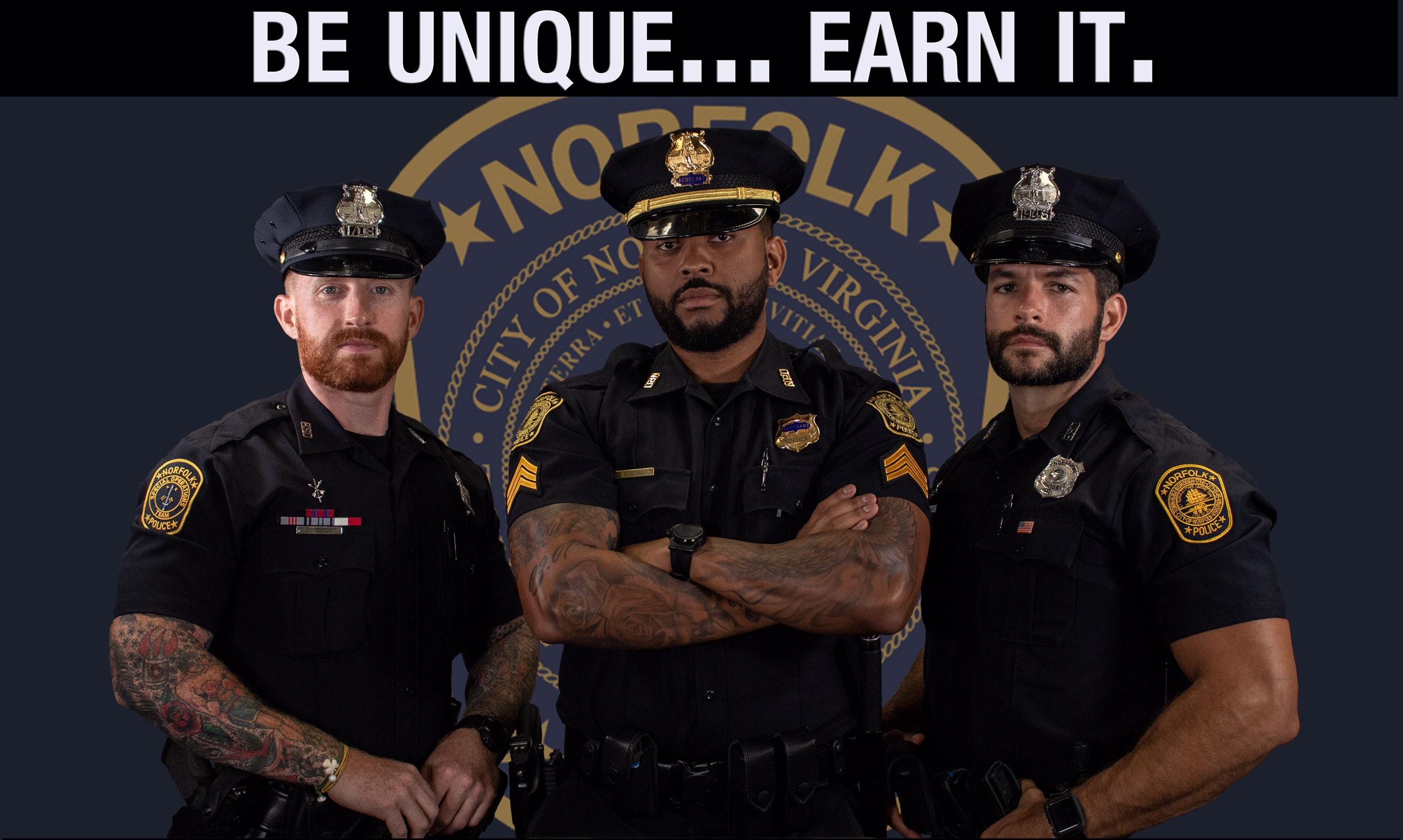 3 NPD Officers with Beard and Tattoos