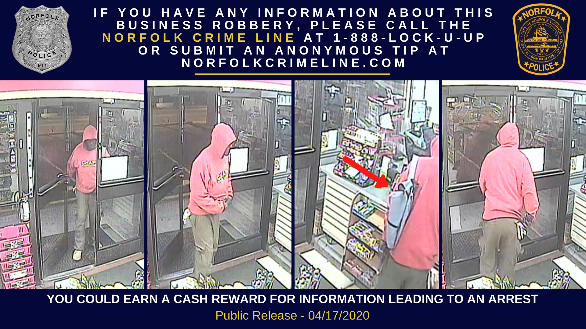 Commercial Robbery Suspect Photo Release - 041720